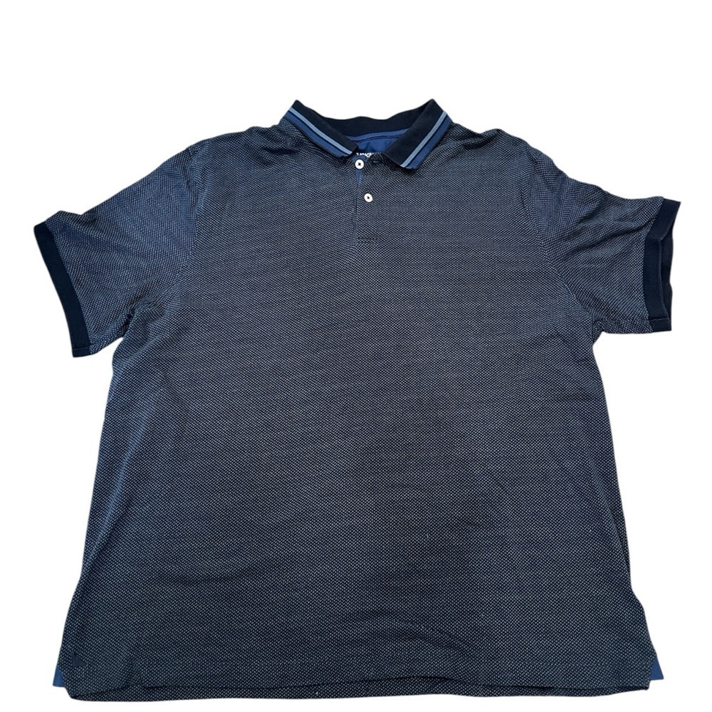 UNTUCKit Aiden Mens XXL Blue Cotton Geometric Short Sleeve Polo Shirt Golf